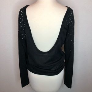 Crystal detailed knit sweater with plunge back